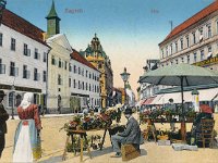 Trg bana Jelačića 1905. godine. Prodavači cvijeća na Jelačićevom trgu